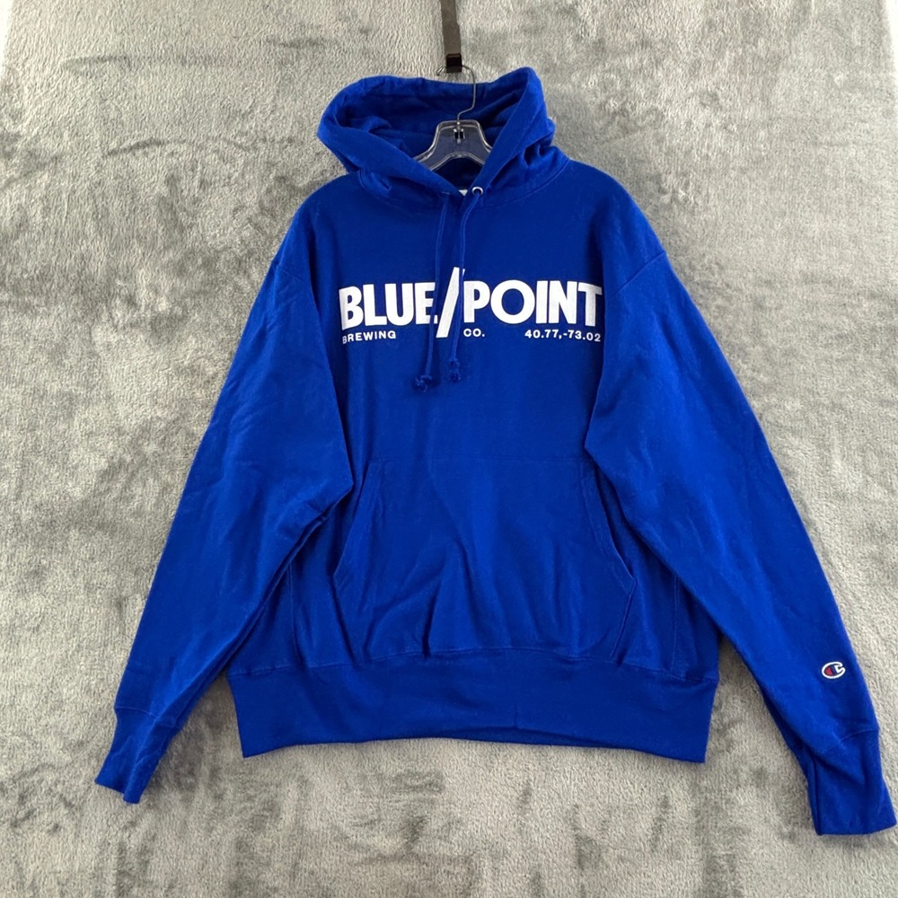 Champion Reverse Weave Blue Point Brewing Co. Hoodie Mens L Hooded Sweatshirt